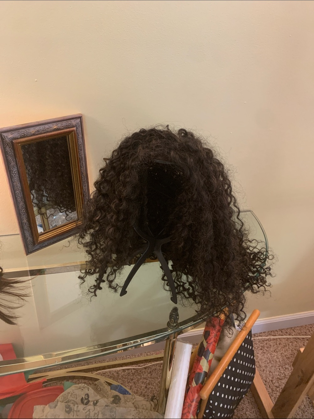Natural Curly Dark Brown Wig with Full Volume